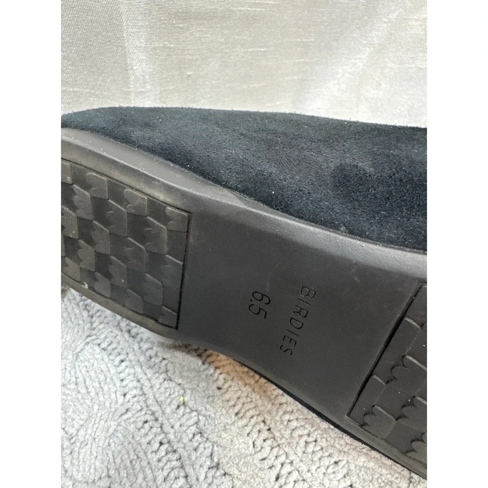 Birdies The‎ Heron Black Suede Pointed Toe Quilted Comfort Flats Womens 6.5